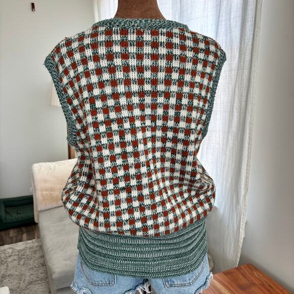 Vintage 1970s Andhurst Checkered Sweater Vest Wintuk 100% Orlon Acrylic Sz Large - Picture 8 of 8